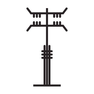 Elektrik direkleri vektör simgesi. Siyah vektör simgesi beyaz arka plan elektrik direklerinde izole edildi.