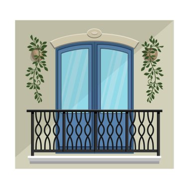 Balkon vektör simgesi. Çizgi film vektör simgesi beyaz arka plan balkonunda izole edildi.