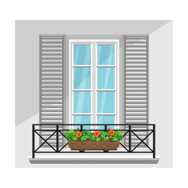 Balkon vektör simgesi. Çizgi film vektör simgesi beyaz arka plan balkonunda izole edildi.