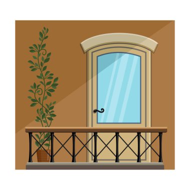 Balkon vektör simgesi. Çizgi film vektör simgesi beyaz arka plan balkonunda izole edildi.