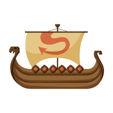 Gemi Viking vektör simgesi. Çizgi film vektör simgesi beyaz arka plan Viking gemisinde izole edildi.