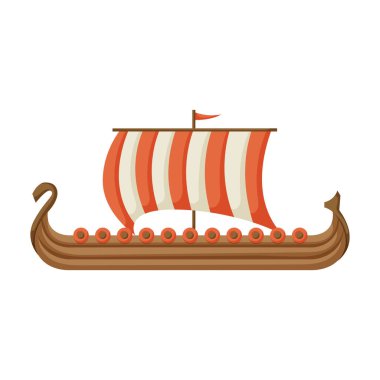Gemi Viking vektör simgesi. Çizgi film vektör simgesi beyaz arka plan Viking gemisinde izole edildi.