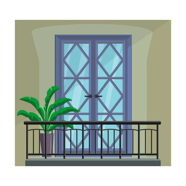 Ikona vektoru balkonu.Ikona vektoru karikatury izolované na bílém balkóně. — Stockový vektor