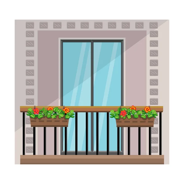 Balcony矢量图标.白色后台阳台上孤立的卡通矢量图标. — 图库矢量图片