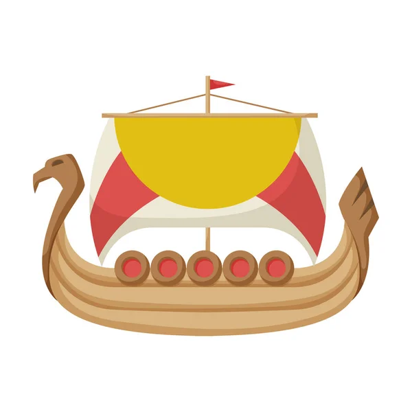 Nave viking vector icon.Cartoon icono del vector aislado en el fondo blanco nave viking . — Archivo Imágenes Vectoriales