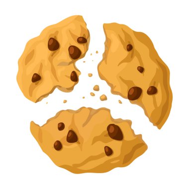 Kırıntı vektör simgesi olan çerezler. Çizgi film vektör simgesi kırıntılı beyaz arkaplan kurabiyeleri üzerinde izole edilmiş..