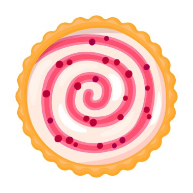 Pasta üst görünüm vektör simgesi. Çizgi film vektör simgesi beyaz arkaplan pasta üstü görünümünde izole edildi.