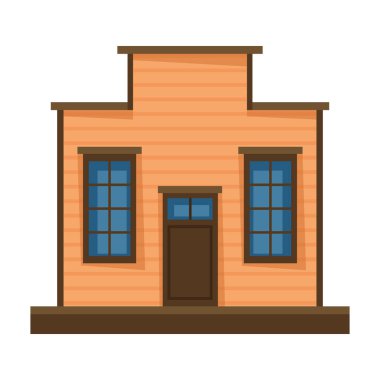 Vahşi batı bina vektör simgesi. Çizgi film vektör simgesi beyaz arka planda izole edilmiş. Vahşi batı binası..