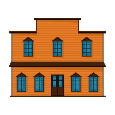 Vahşi batı bina vektör simgesi. Çizgi film vektör simgesi beyaz arka planda izole edilmiş. Vahşi batı binası..