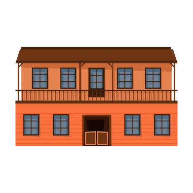 Vahşi batı bina vektör simgesi. Çizgi film vektör simgesi beyaz arka planda izole edilmiş. Vahşi batı binası..