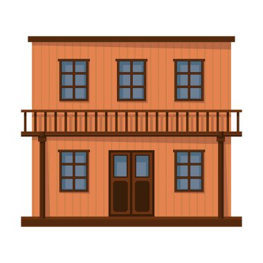 Vahşi batı bina vektör simgesi. Çizgi film vektör simgesi beyaz arka planda izole edilmiş. Vahşi batı binası..