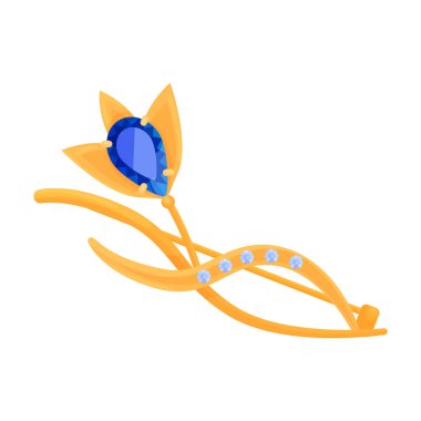 Altın broş vektör simgesi. Çizgi film vektör simgesi beyaz zemin altın broşa izole edilmiş..