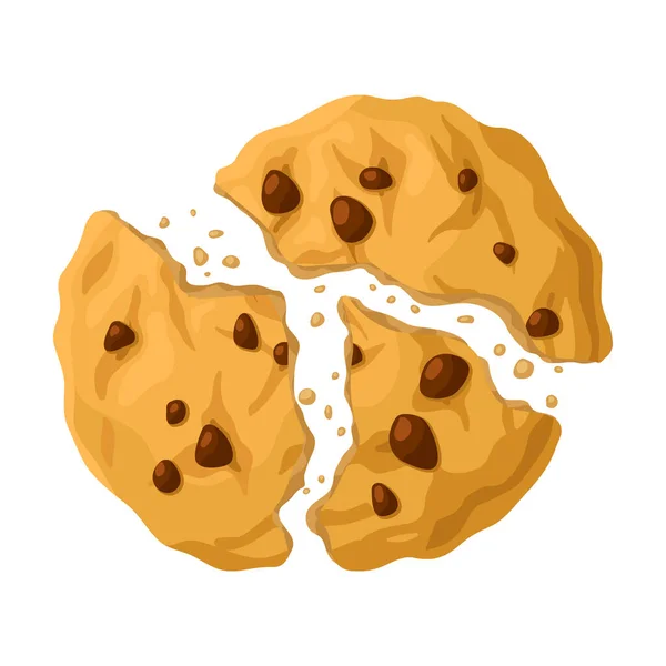 Cookies con migajas icono vectorial. Icono vectorial de dibujos animados aislados en las galletas de fondo blanco con migajas . — Vector de stock