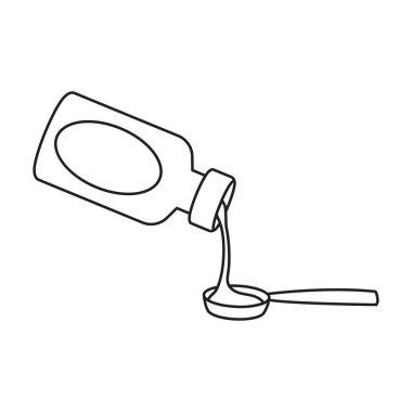 Bir şişe şurup vektör simgesi. Beyaz arkaplan şurubu üzerinde izole edilmiş ana vektör simgesi. .