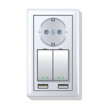 Anahtar vektör simgesi soketi. Gerçekçi vektör simgesi beyaz arkaplan anahtar soketinde izole edildi.