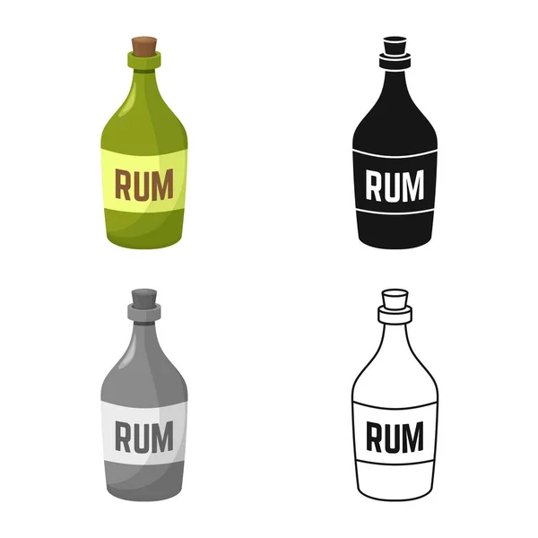 Vektorillustration von Rum und Flaschenschild. Web-Element von Rum und Alkohol Aktiensymbol für Web. — Stockvektor