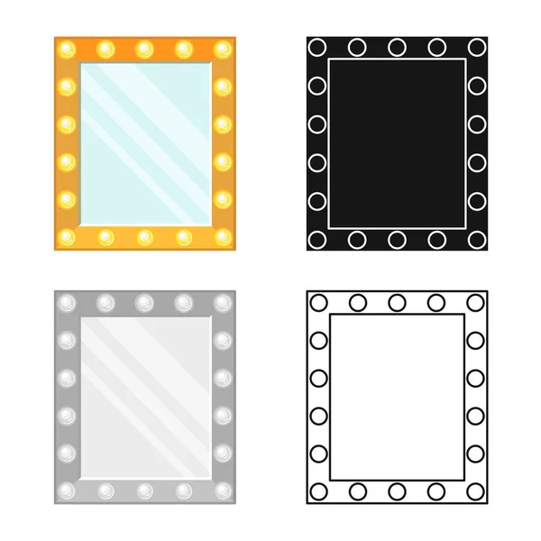 Vector illustration of mirror and illuminated sign. Graphic of mirror and film stock vector illustration. — Stock Vector