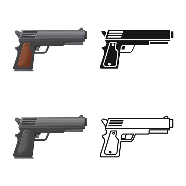 Vektor-Design von Pistole und Kaliber-Symbol. Grafik des Pistolen- und Handfeuerwaffen-Vektorsymbols für Aktien. — Stockvektor