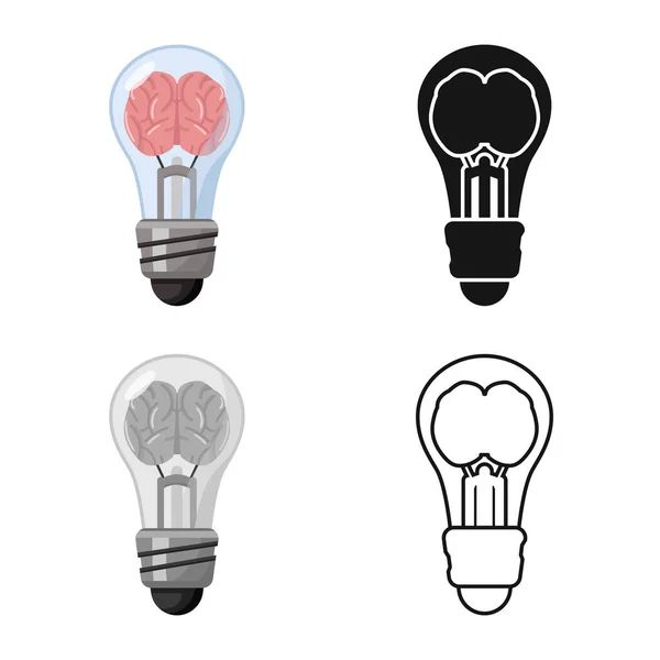 Ilustración vectorial de la luz y el símbolo cerebral. Gráfico de icono de vector de luz e idea para stock . — Archivo Imágenes Vectoriales