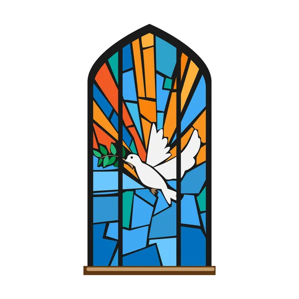 Ícone do vetor da janela da igreja Ícone do vetor dos desenhos animados isolado na janela branca da igreja do fundo . — Vetor de Stock