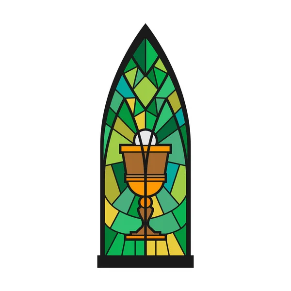 Ícone do vetor da janela da igreja Ícone do vetor dos desenhos animados isolado na janela branca da igreja do fundo . — Vetor de Stock