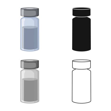 Şişenin ve şişenin izole edilmiş sembolü. Şişenin ve aşılama stok vektörü çiziminin grafiği.