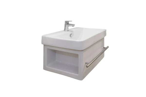 Aislar Lavabo Blanco Limpio Inodoro Ras — Foto de Stock