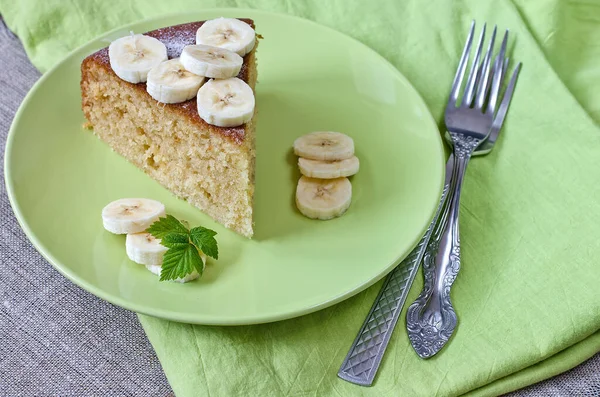 Freshly Baked Slice Homemade Banana Cake — Stock Photo, Image