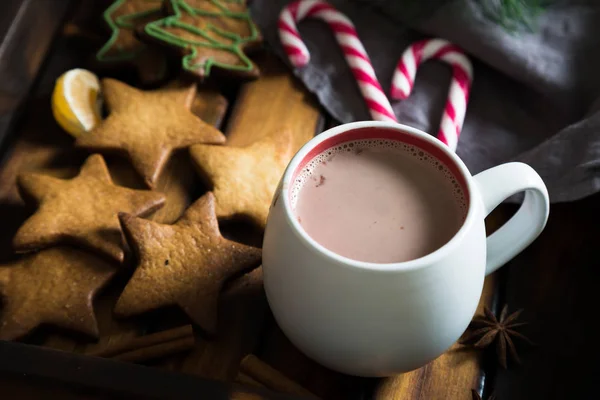 Hot chocolate and cookies — Stock Photo, Image