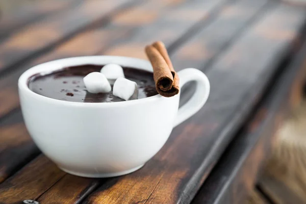 Une tasse de chocolat chaud à la cannelle — Photo