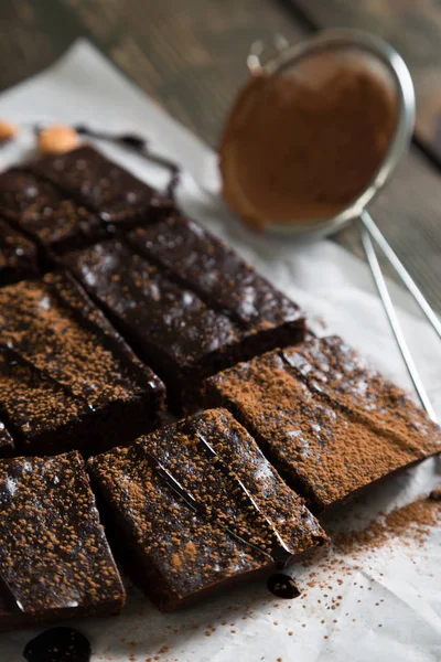 Chocolate brownies on a table — Stock Photo, Image
