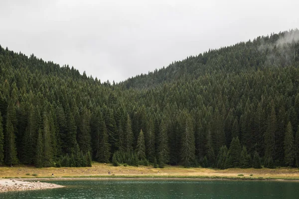 Bulutlu bir günde güzel dağ gölde. Siyah Lake Karadağ