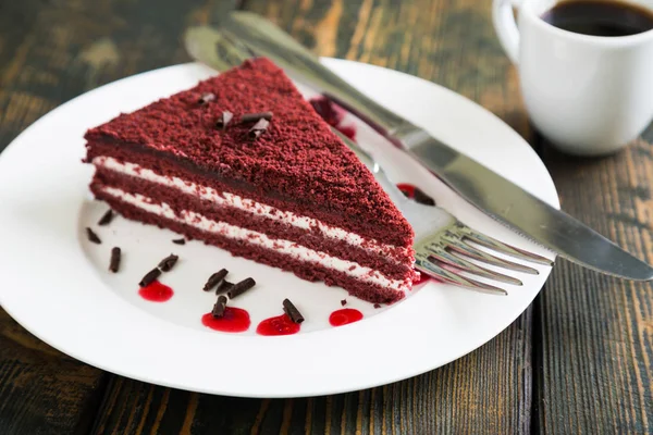 Torta Velluto Rosso Con Marmellata Lamponi — Foto Stock