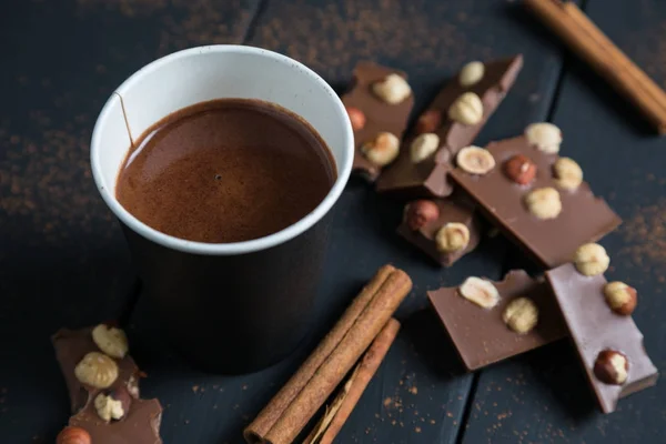 Горячий Шоколад Бумажной Чашке — стоковое фото