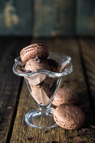 Glace Chocolat Aux Macarons — Photo