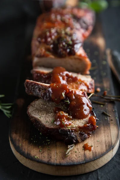 Baked pork tenderloin with barbecue sauce