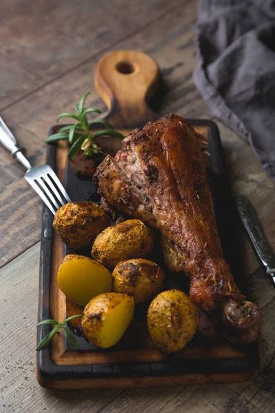 Baked turkey leg with garnish