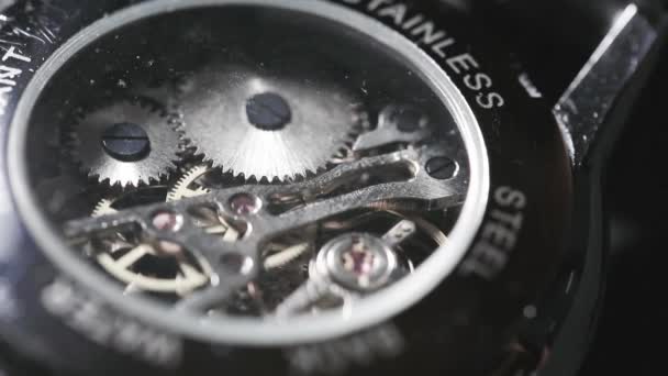 Working Mechanism Mechanical Watch Macro — Stock Video