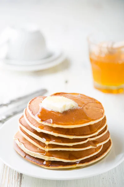 Pannenkoeken Met Boter Honing — Stockfoto