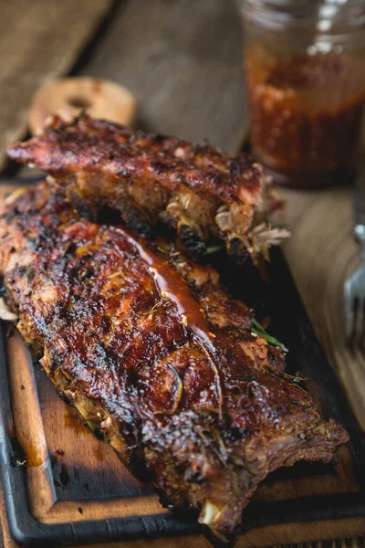 Costillas Cerdo Horno Con Salsa — Foto de Stock