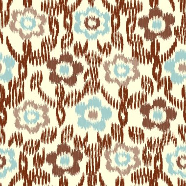 Çiçek süs görüntüsü ile Dikişsiz soyut ikat desen.