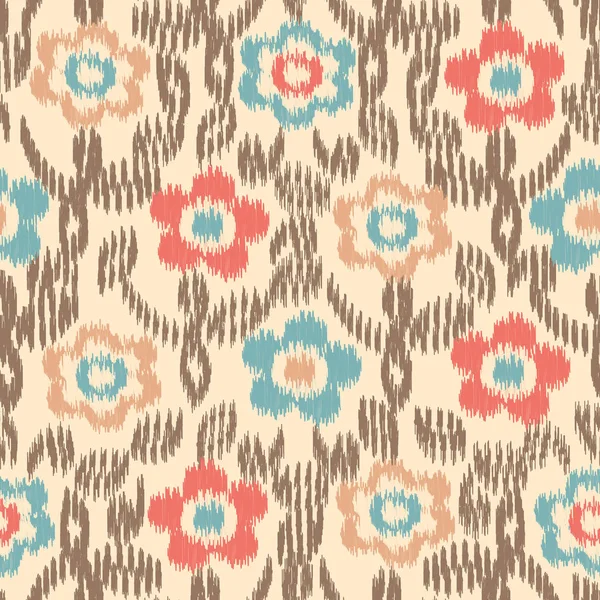 Nahtlose Abstrakte Ikat Muster Mit Dem Bild Eines Floralen Ornaments — Stockvektor