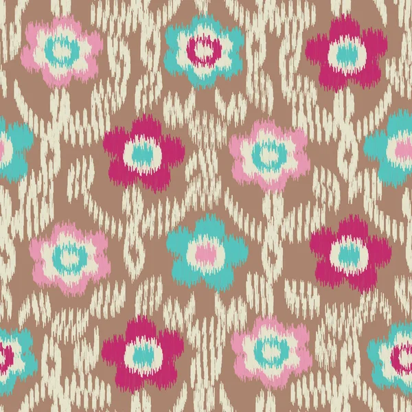 Patrón Ikat Abstracto Sin Costuras Con Imagen Ornamento Floral — Archivo Imágenes Vectoriales