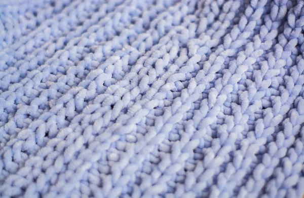 Hintergrund Oder Textur Aus Blauem Handgestricktem Karo Und Kissen Gemütlichen — Stockfoto