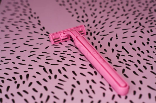 Pink Background Marker Drawn Hairs Female Razor Depilation — Stock Photo, Image