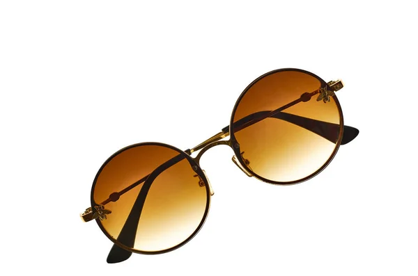 Female Brown Lenses Sunglasses White Isolated Background — Stock Photo, Image