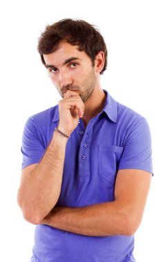 doordachte man geïsoleerd op wit