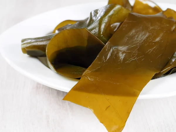 Kombu Kelp Kombukombu Φύκι Kelp Είναι Ένα Μεγάλο Καφέ Φύκια — Φωτογραφία Αρχείου