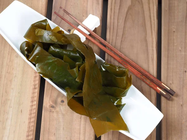 Kombu Kelp Kombukombu Φύκι Kelp Είναι Ένα Μεγάλο Καφέ Φύκια — Φωτογραφία Αρχείου