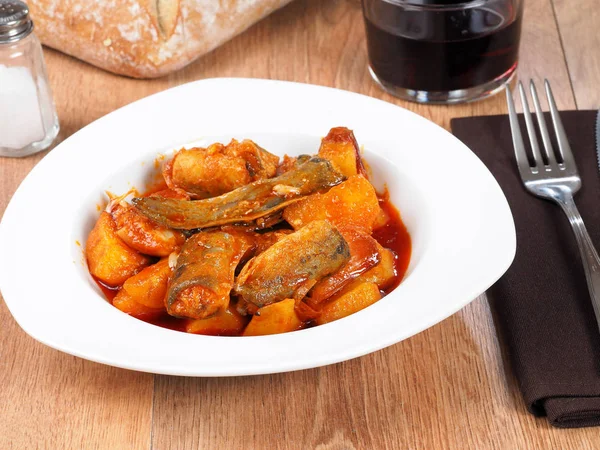 All Pebre Anguila European Eel Garlic Paprikatraditional Valencian Dish Stew — Stock Photo, Image